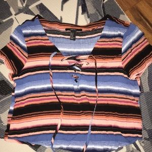 Striped, tie-up crop top